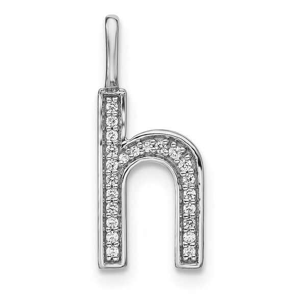 Kazi Luxury 14K White Gold Diamond Lower Case Letter H Initial Pendant